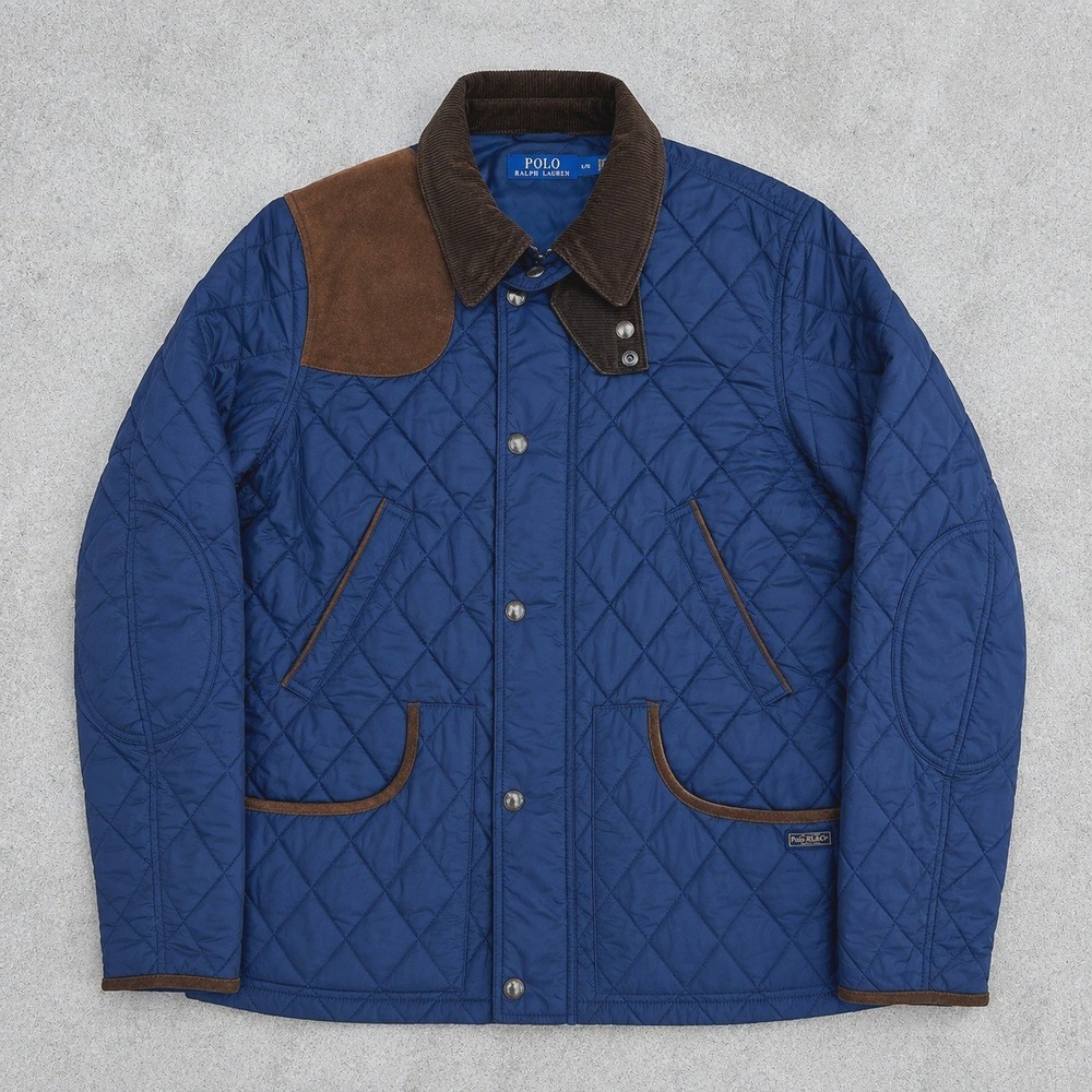 Polo Ralph Lauren Quilted Field Jacket Large Blue Suede Corduroy $348 Retail